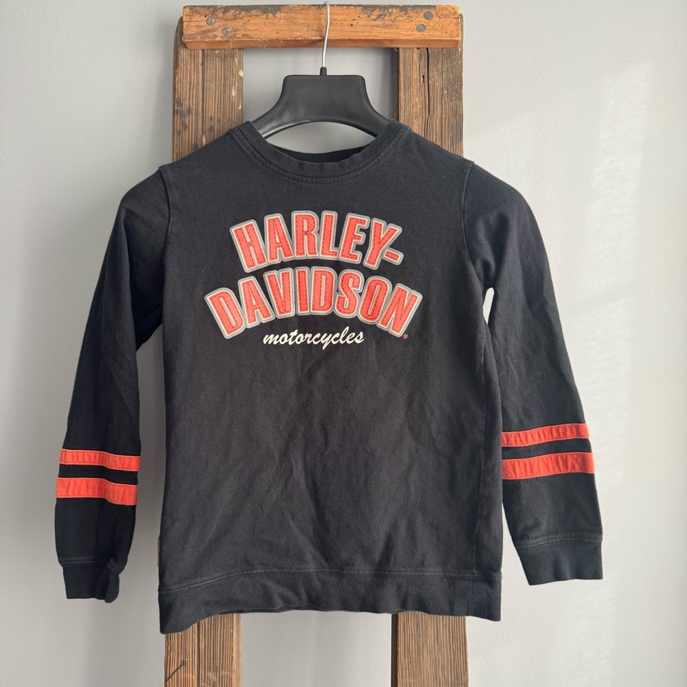 Harley-Davidson Kids Black and Red/Orange Long Sleeve Shirt Size‎ 12-14